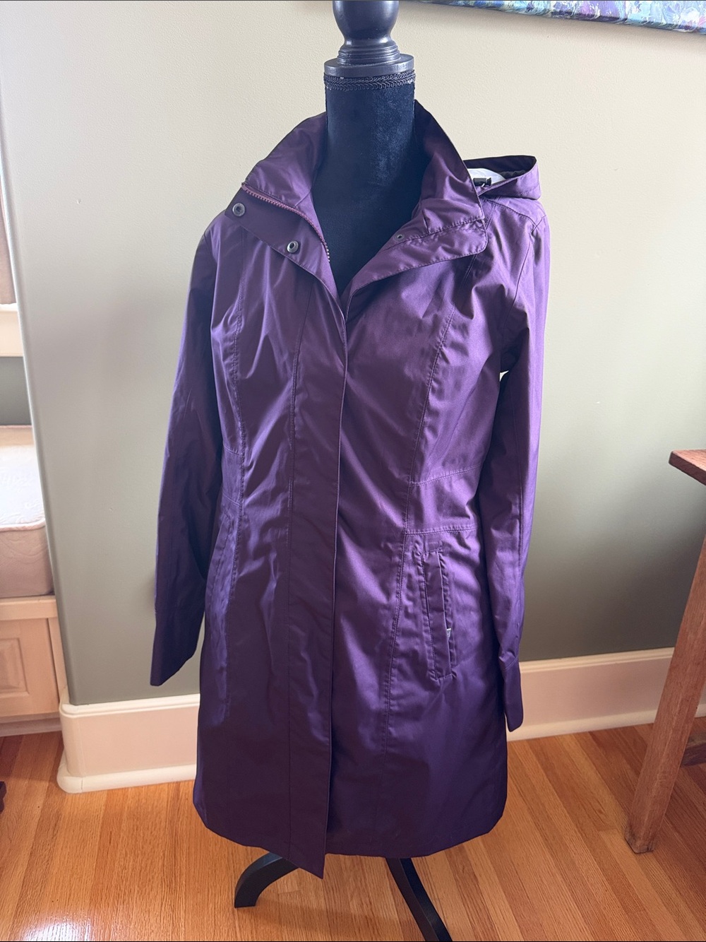 Eddie Bauer Deep Purple Hooded Trench Coat